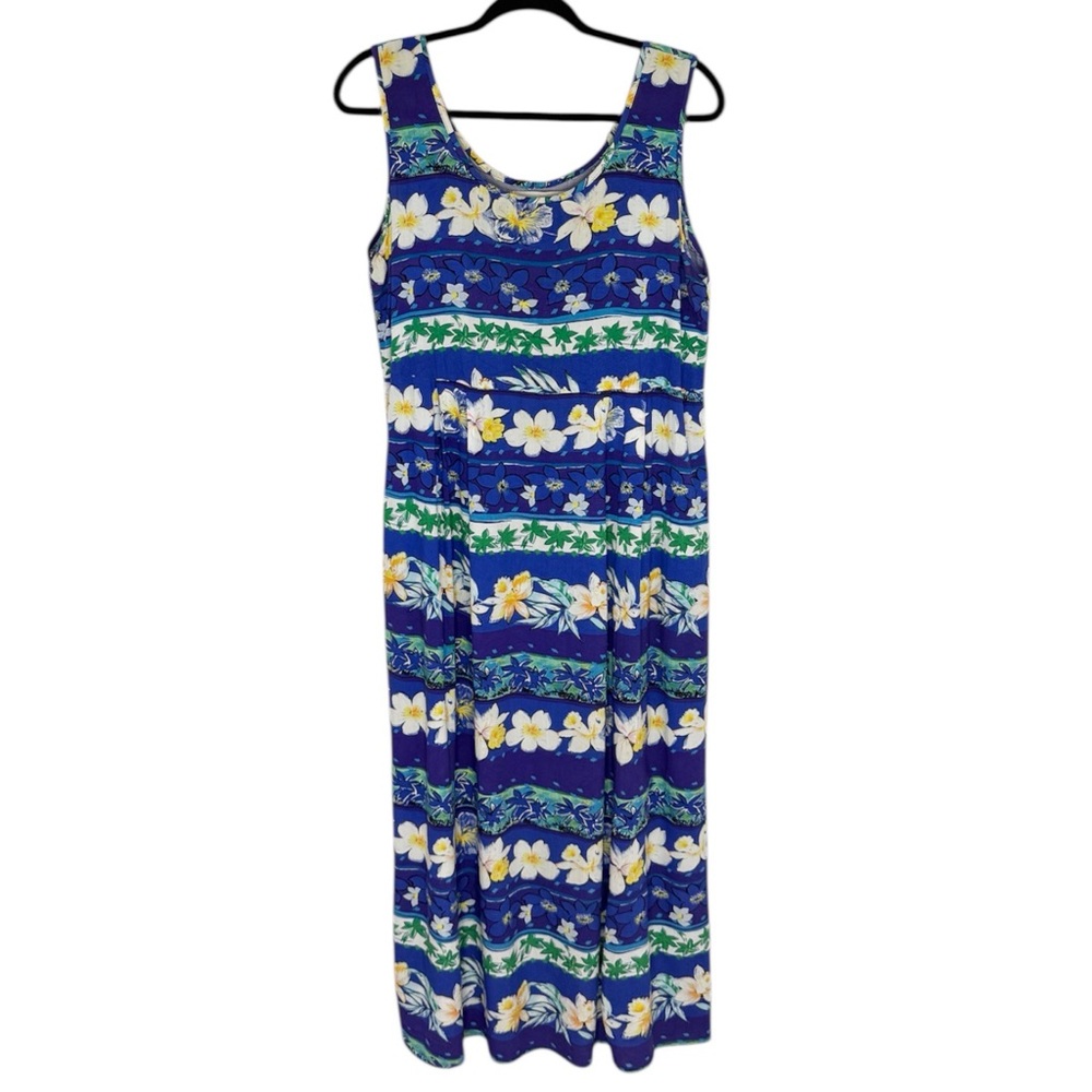 VTG Jams World Floral Tropical Sleeveless Midi Dress Size Medium Resortwear